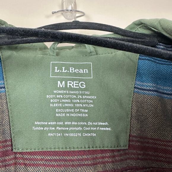 L.L.Bean Women’s Army Green Utility Denim Jacket Cargo Pocket Field Coat M - Picture 5 of 9